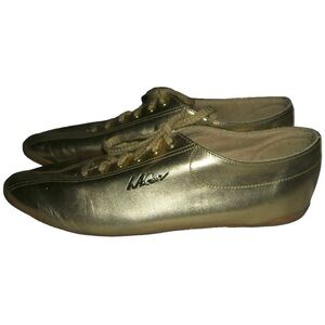 Vintage 90's LA Gear Shoes Gold Metallic Lace Casual Athletic Tennis Futuristic